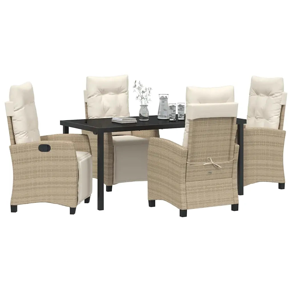 Set da Pranzo per Giardino con cuscino 5 pcs Beige polyrattan 3380445