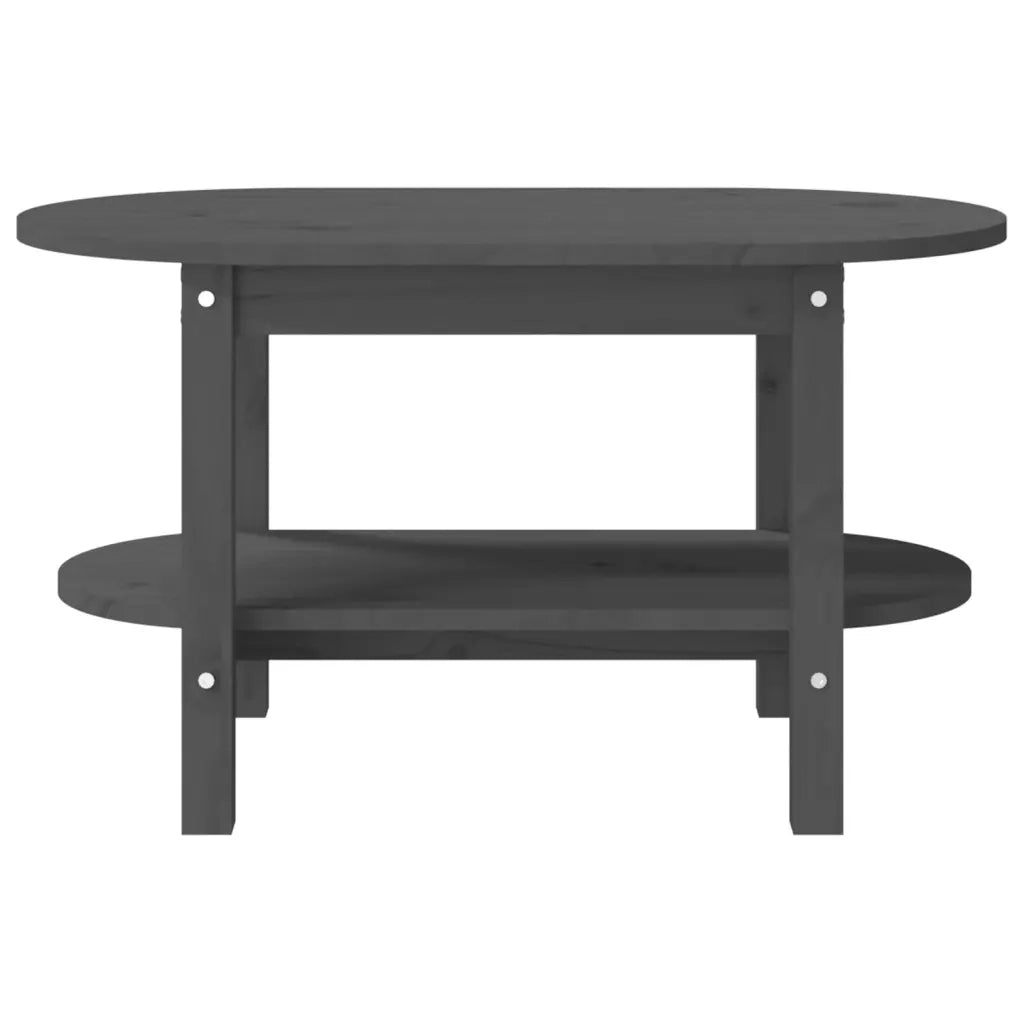 Tavolino da Salotto-Tavolino da soggiorno Grigio 80x45x45cm in Legno Massello di Pino