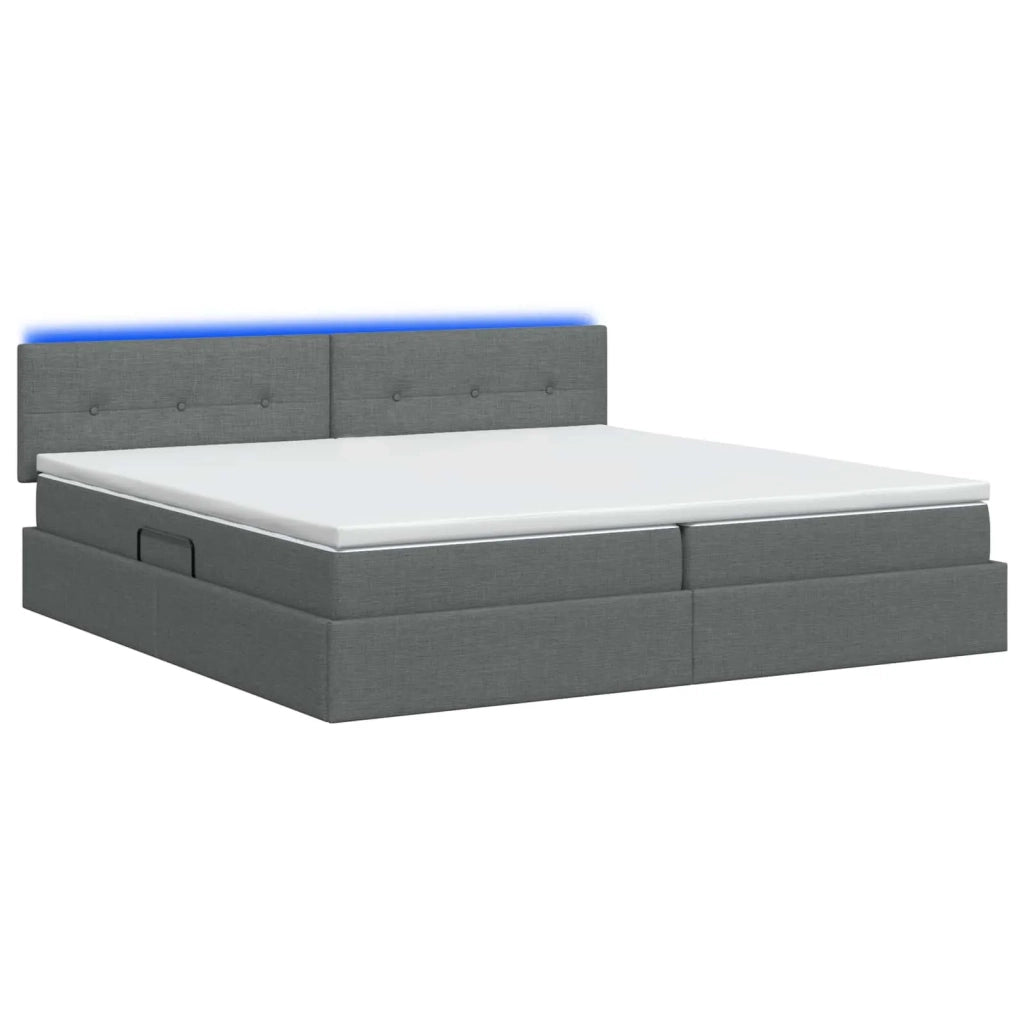 Letto con contenitore LED e materasso Grigio Scuro 200 x 200 cm 3459085