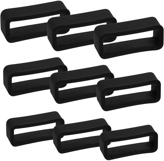 Supporto orologio a 9 pezzi - Fascia siliconica - Componenti di ricambio - 18/20/22mm - Elastico - Nero - Fascia orologio