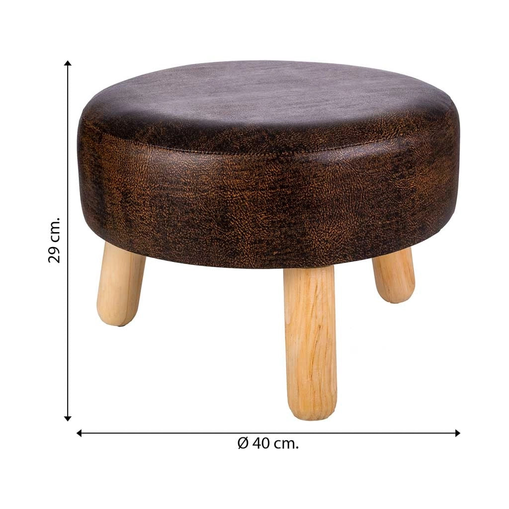 Sgabello in legno e similpelle marrone 40x40x13/29h