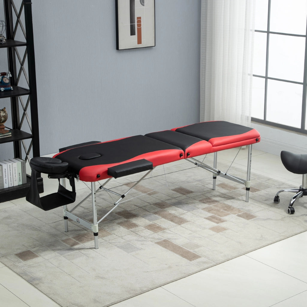 Tavolo da Massaggio Pieghevole e Regolabile ¨C zephmum ¨C Nero e Rosso 210x81x62-85 cm