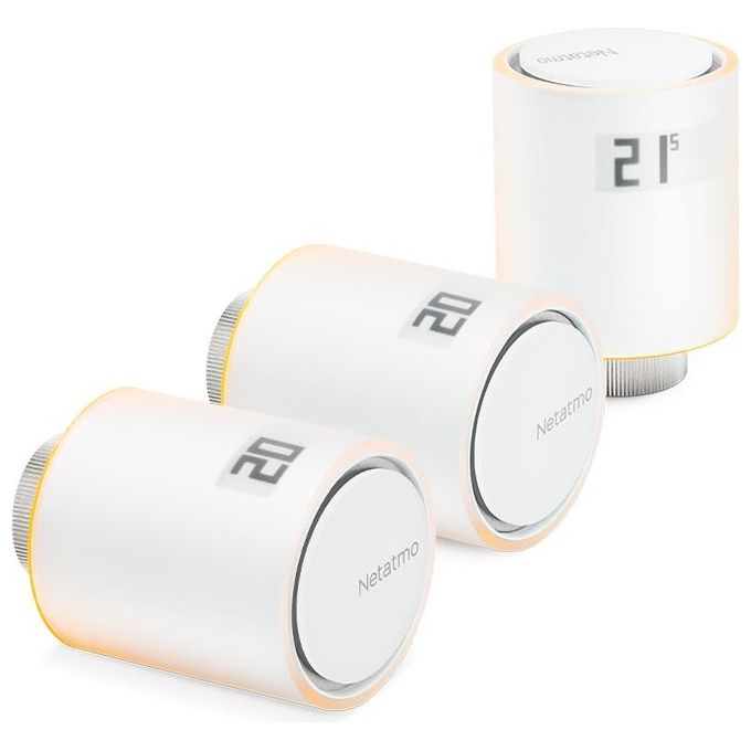 Netatmo Set 3 Valvole Termostatiche Intelligenti Aggiuntive per il Termostato Intelligente e per il Kit di base per riscaldamento centralizzato