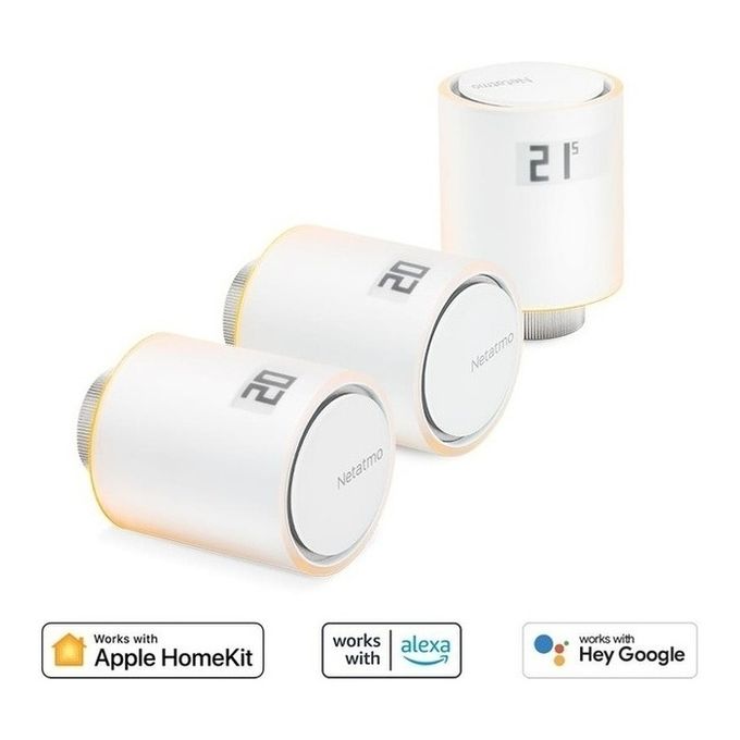 Netatmo Set 3 Valvole Termostatiche Intelligenti Aggiuntive per il Termostato Intelligente e per il Kit di base per riscaldamento centralizzato