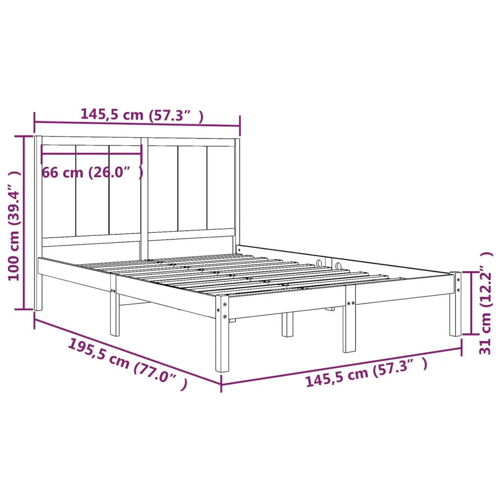 Letto senza Materasso 140x190 cm in Legno Massello di Pino 3105710