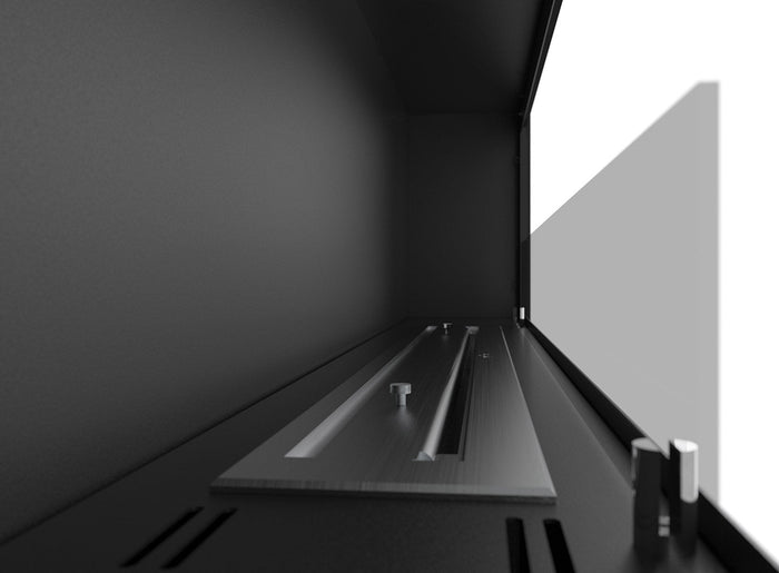 Camino a Bioetanolo da Parete/Incasso 150x49 cm Frame 1500 Inox con Vetro