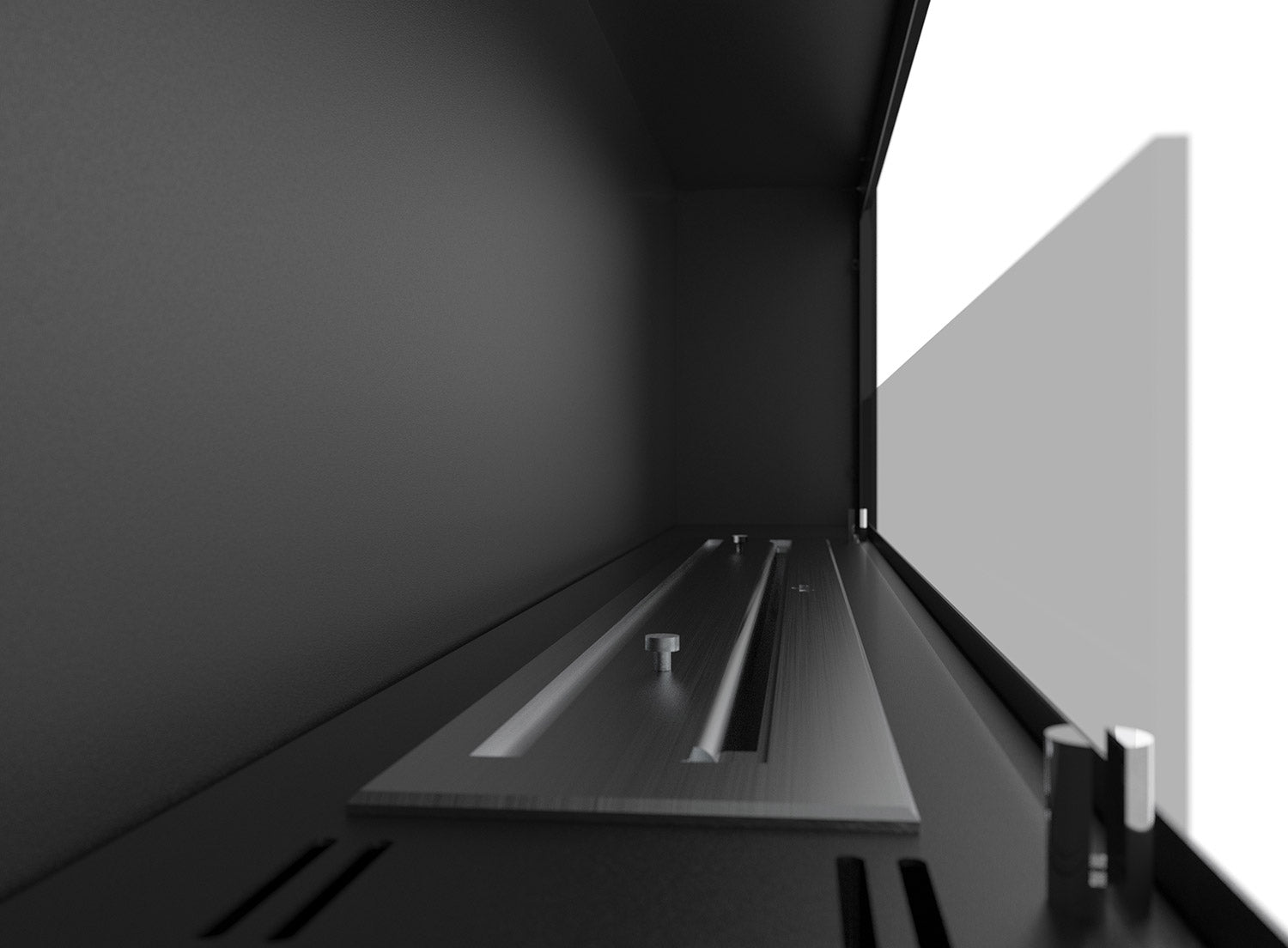 Camino a Bioetanolo da Parete/Incasso 150x49 cm Frame 1500 Nero con Vetro