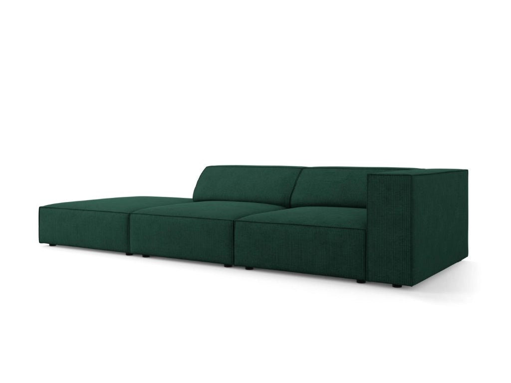 Cosmopolitan Design - Divano sinistro "Arendal" 4 posti in ciniglia con effetto a coste verde bottiglia 