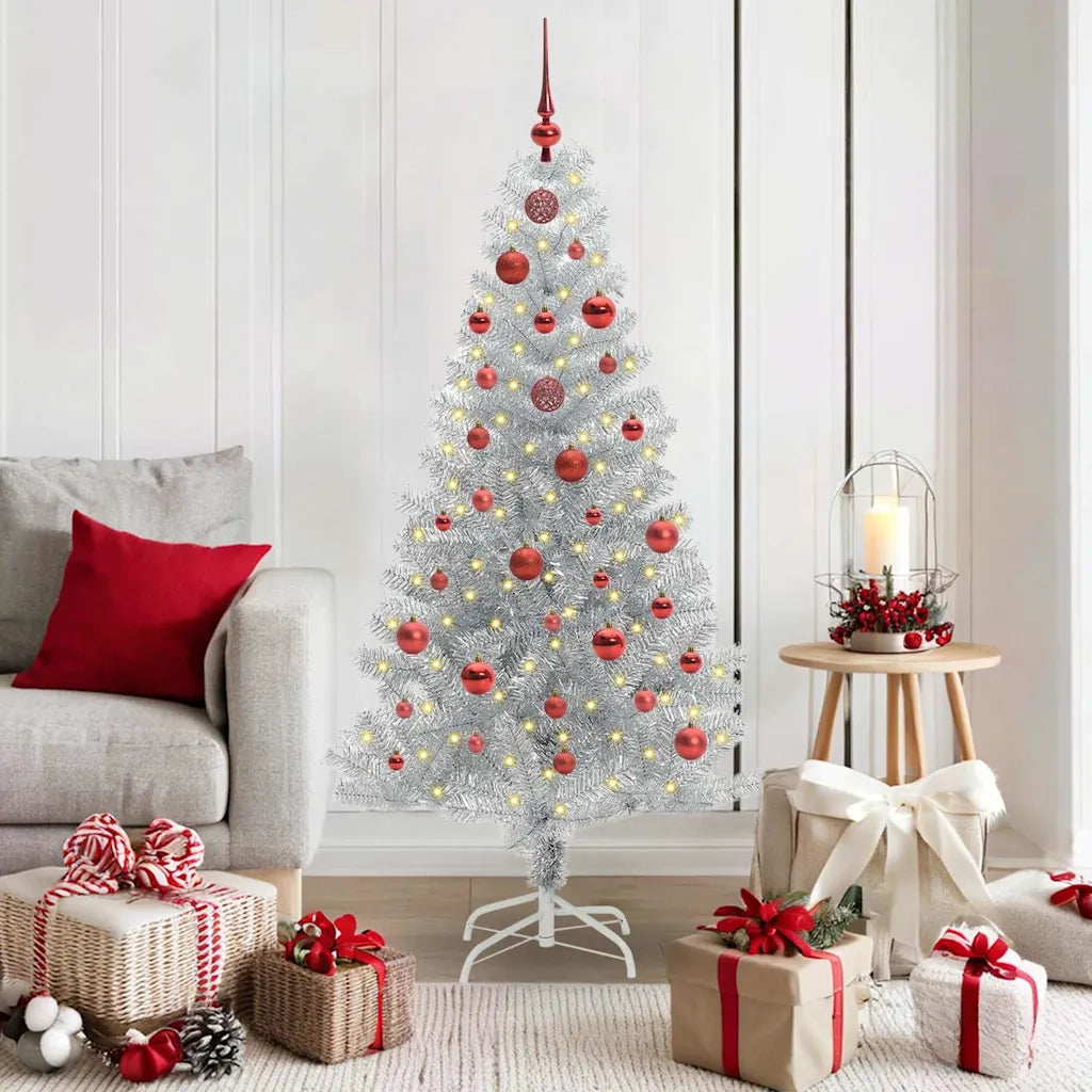 Albero di Natale con 150 LED con supporto Argento 150 cm PET 3396661