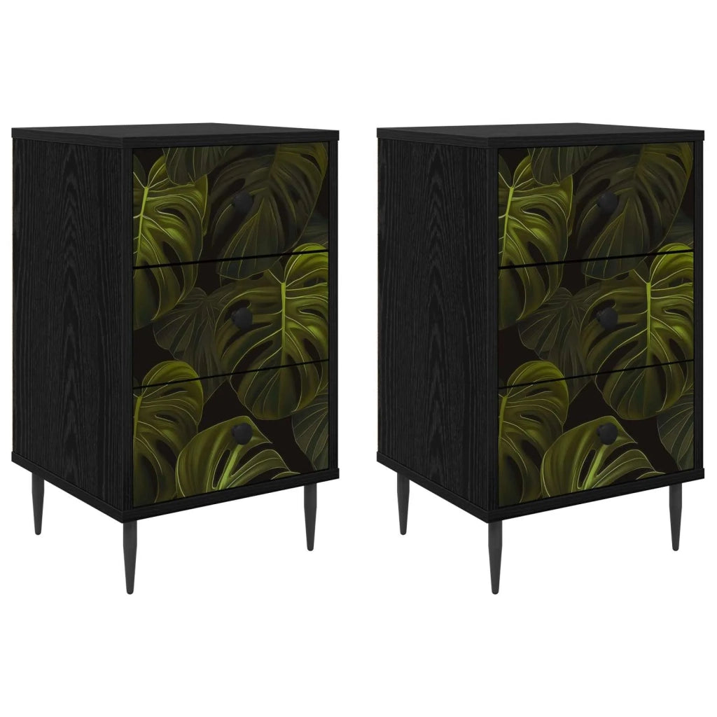 Armadio da Notte ELBURG 2 pz Rovere Nero 36 x 33 x 61 cm 8007318