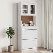 Credenza-Buffet-Armadio da cucina ALTA Bianca 77x35x188 cm in Legno Massello di Pino