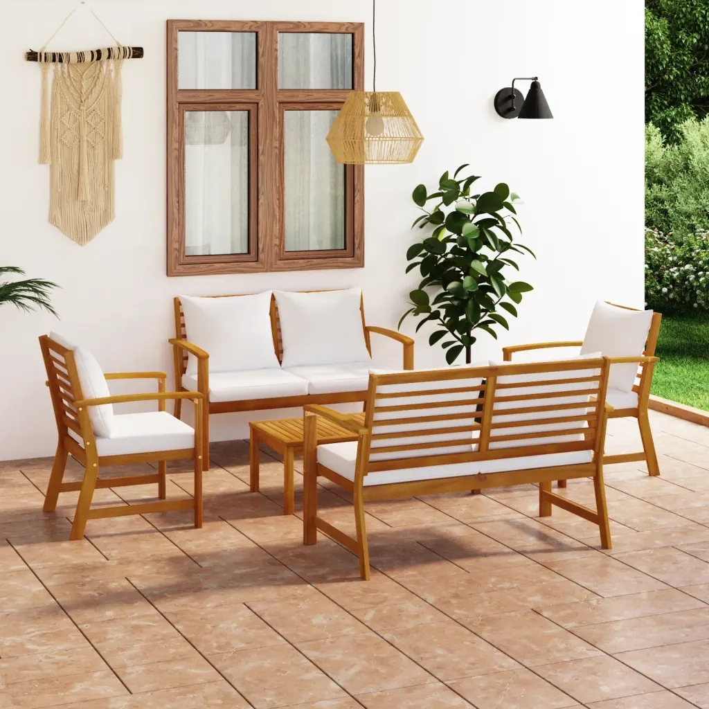 Set Divani da Giardino 5 pz con Cuscini in Legno Acacia 3057786