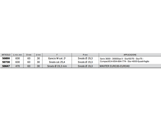 Braccio 3 punto idraulico Cermag trattori GOLDONI lunghezza 470-600mm - 50890