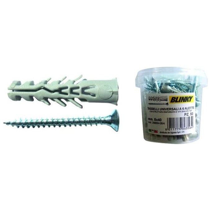 Blinky Tasselli 6-Alette Secchio 150 Pezzi con Vite 5mm