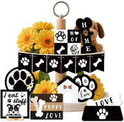 Tavolo per Cane in Legno Decorativo - 16 Pezzi - Decorazione per Tavolo - Tavolo Rurale - Regalo per Amanti degli Animali - Diversi Disegni - Decorazione per Tavolo