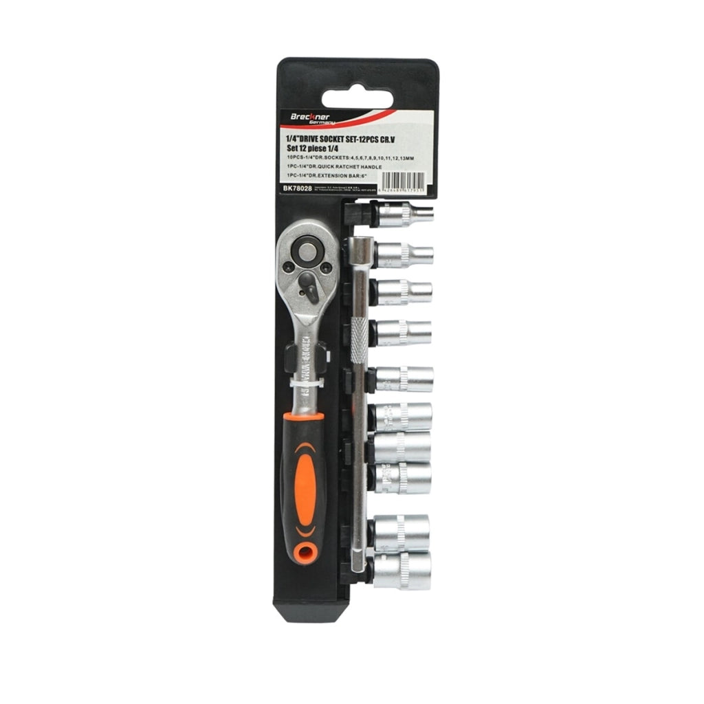 Set di Chiavie a Cricchetto1/4" Chiavi a Bussola Set di chiavi a bussola Cr-V Breckner Germany