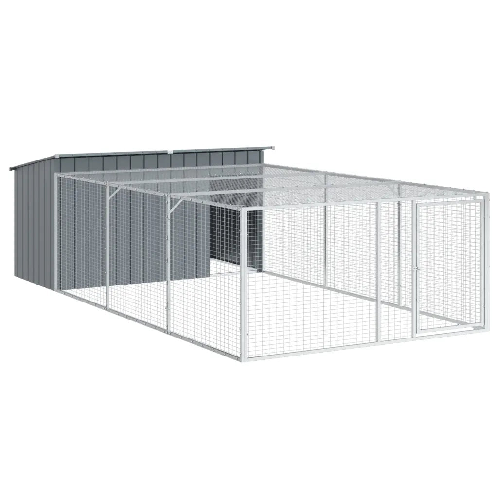 Cuccia per cani con recinto antracite 197x396x110 cm in acciaio zincato