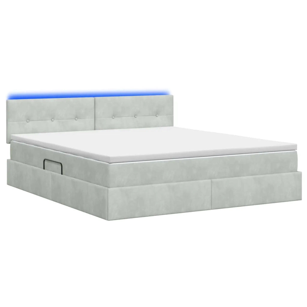 Letto con contenitore LED e materasso Grigio Chiaro 3459264