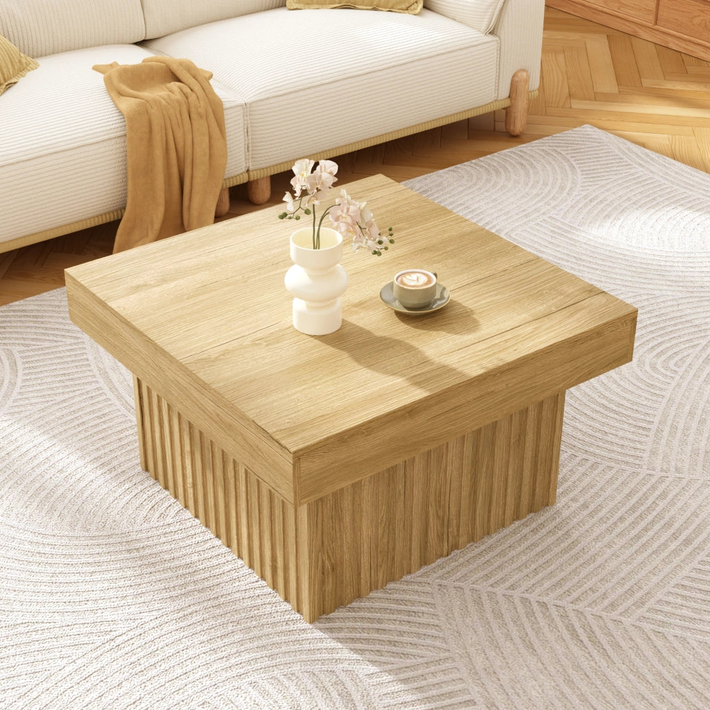 Tavolino da Caffè con Piano 79 cm; Portata 70 kg; Stile Minimalista; in MDF e Pannello Truciolare; Naturale
