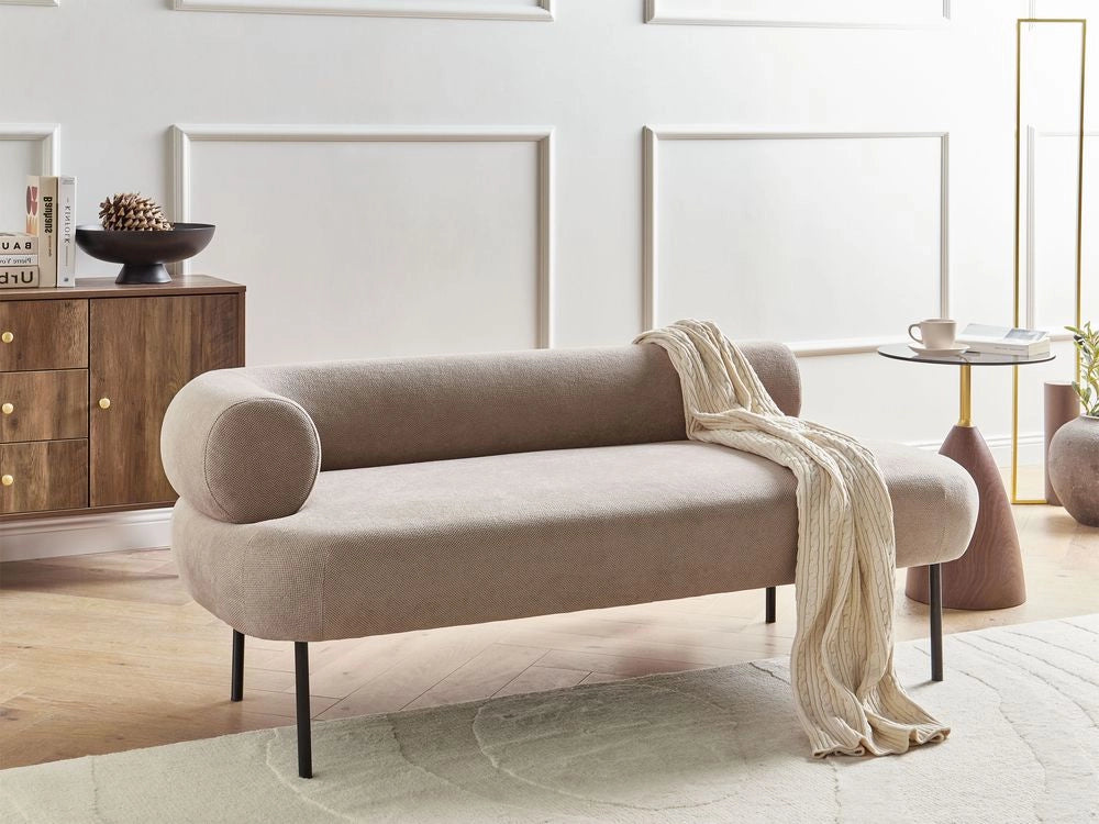 Chaise Lounge Tortora Sinistra in tessuto poliestere con cuscini decorativi Gambe in metallo Soggiorno di design moderno