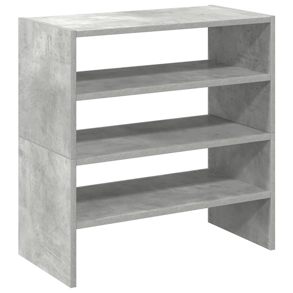 Scarpiere 2 pz Impilabili-Set di 2 Scaffale per scarpe Grigio Cemento 60x30x30,5 cm
