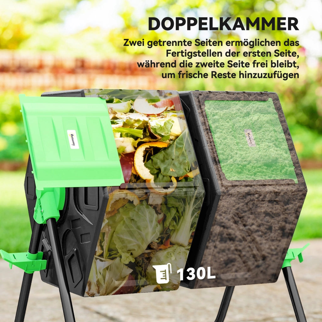 Compostiera da Giardino 130 Litri ¨C zephmum ¨C Plastica 67x60x77cm