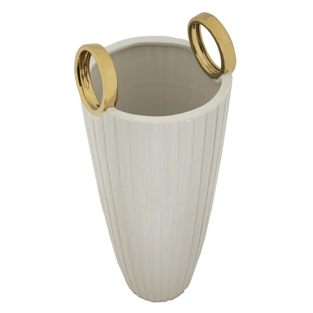 Vaso Decorativo VKH633, Bianco, Ceramica, 18x18x45 cm
