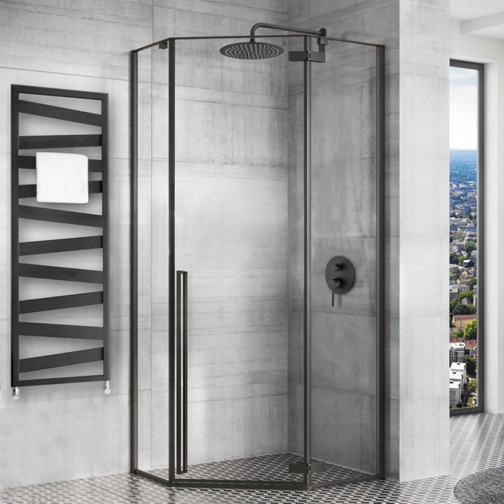 Cabina Doccia Diamond Black Mat 90x90 con piatto doccia Diamond