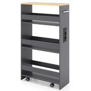 Carrello portaoggetti sottile 47,5 x 20 x 80,5 cm pratica stazione di ricarica 4 ripiani di design in legno grigio 20_0018921