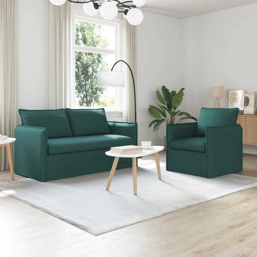 Set di divani 2 pcs Verde Scuro 156 x 82 x 85 cm Tessuto
