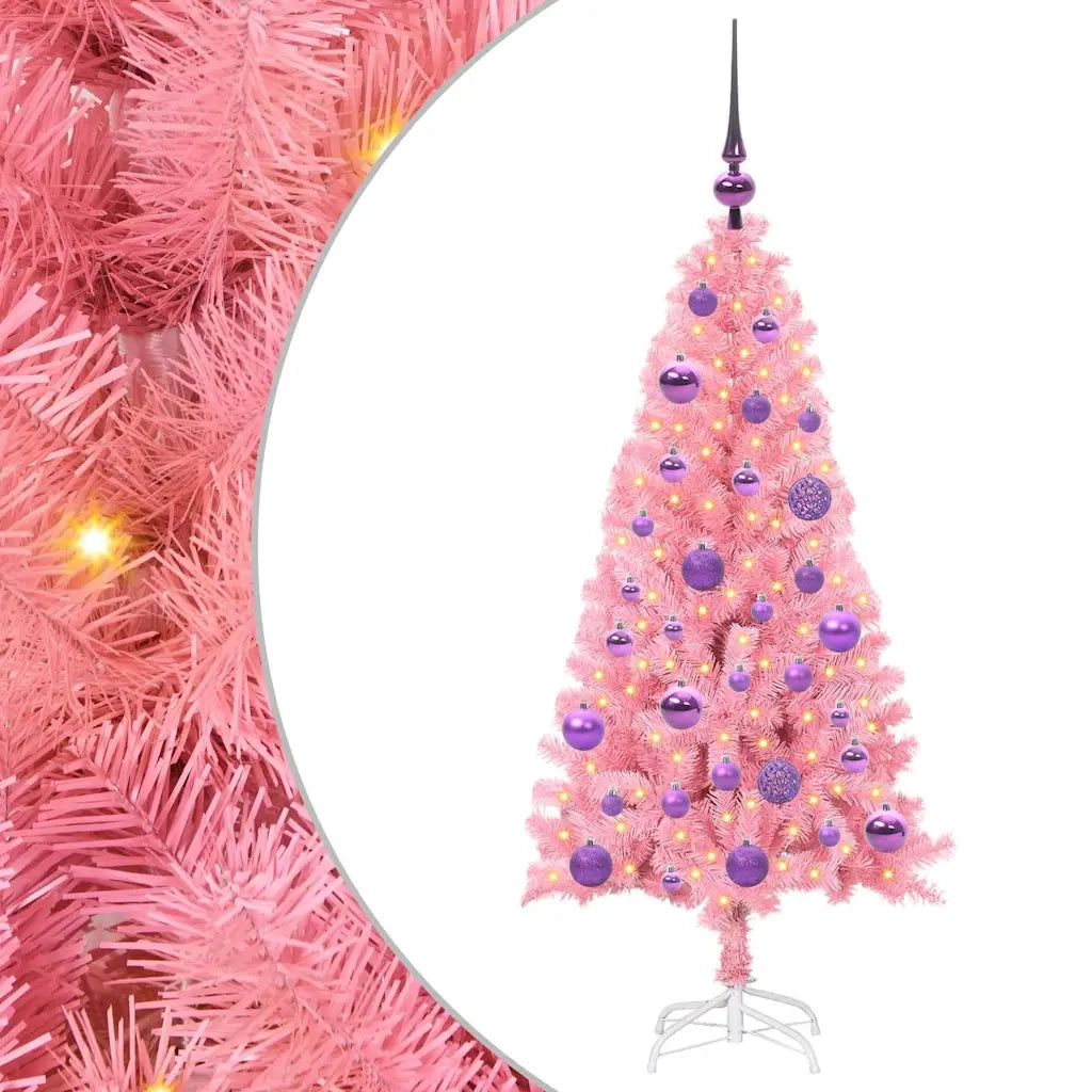 Albero di Natale con 150 LED con supporto Rosa 120 cm PVC 3396413