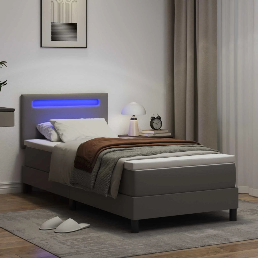 Letto a molle con materasso Grigio 100 x 200 cm Pelle sintetica 3339038