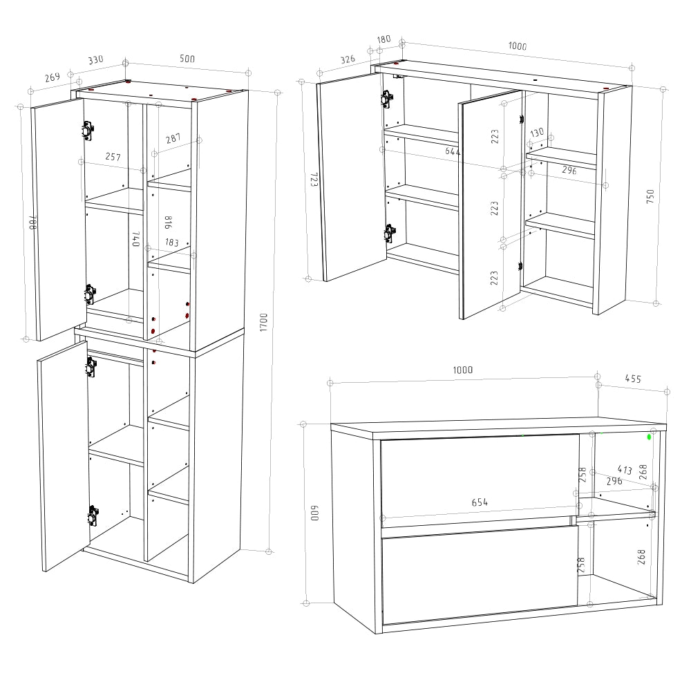 Vicco Set mobili bagno Bianco 3 parti