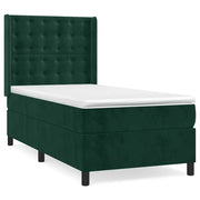 Letto singolo | Letto per adulti | Giroletto a Molle con Materasso Verde Scuro 80x200 cm Velluto