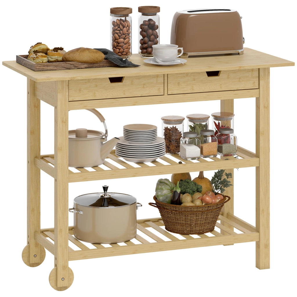 Carrello da cucina con cassetti ¨C Zephmum ¨C Legno di bamb¨´ 100x43x75 cm