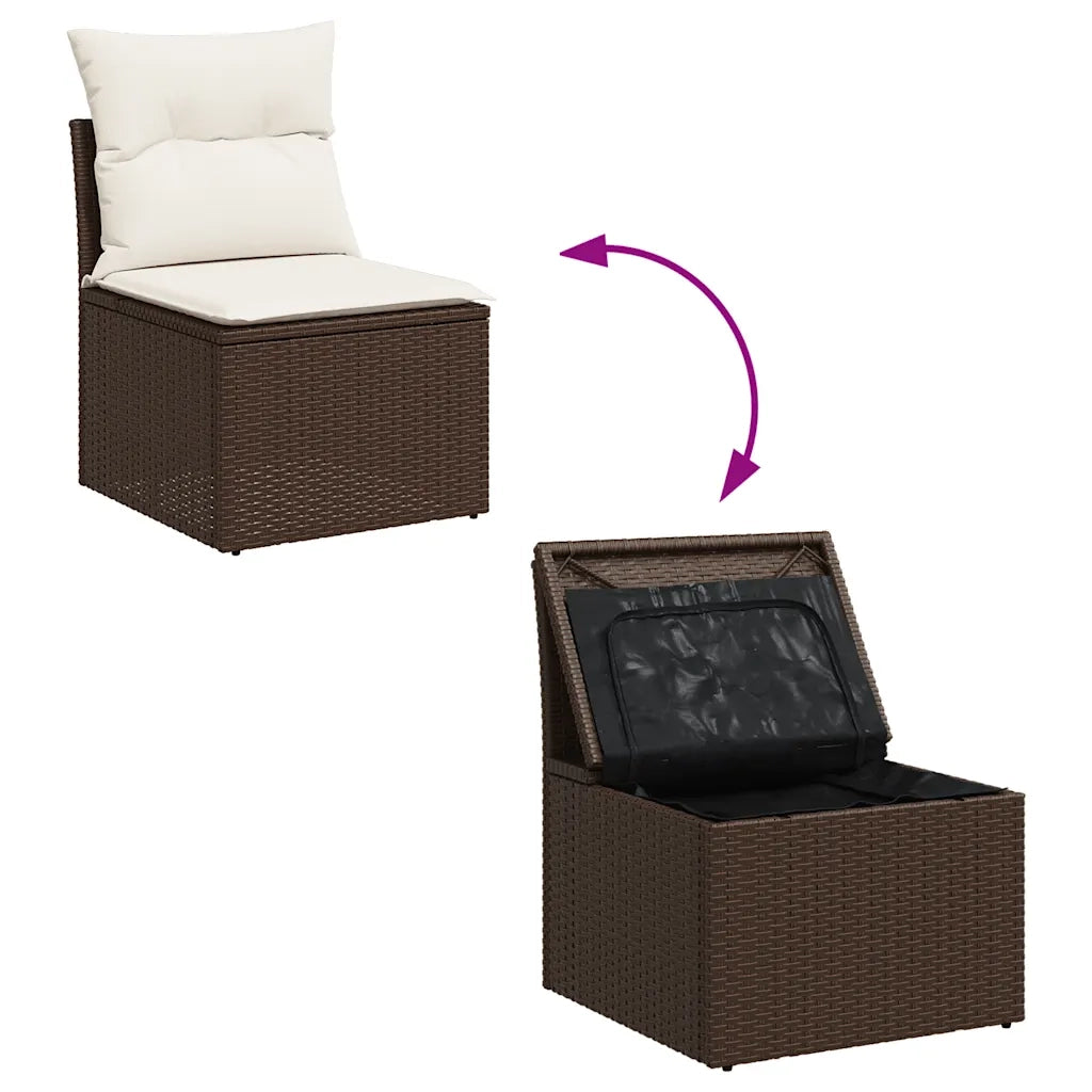 Set Divani da Giardino 11 pz con Cuscini Polyrattan Marrone 3326874