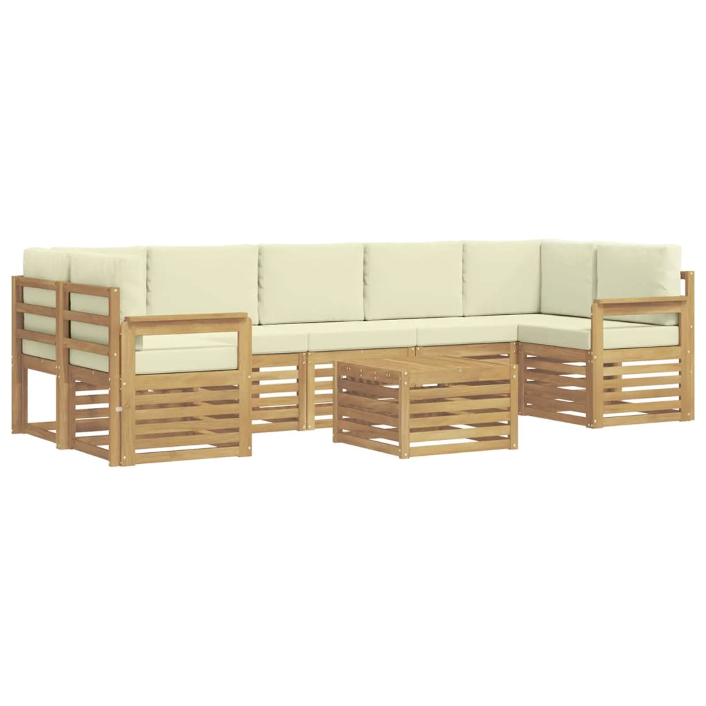 Set di divani da esterno 8 pcs Bianco e Crema Poliestere 3391540
