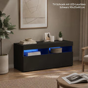 TV Cabinet With LED Lights, Black, 90 X 35 X 40 Cm