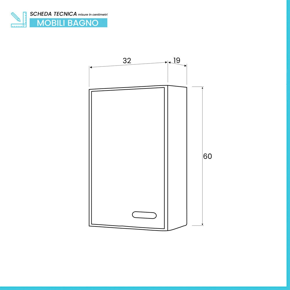 Pensile bagno 60 cm bianco con 1 anta Fast