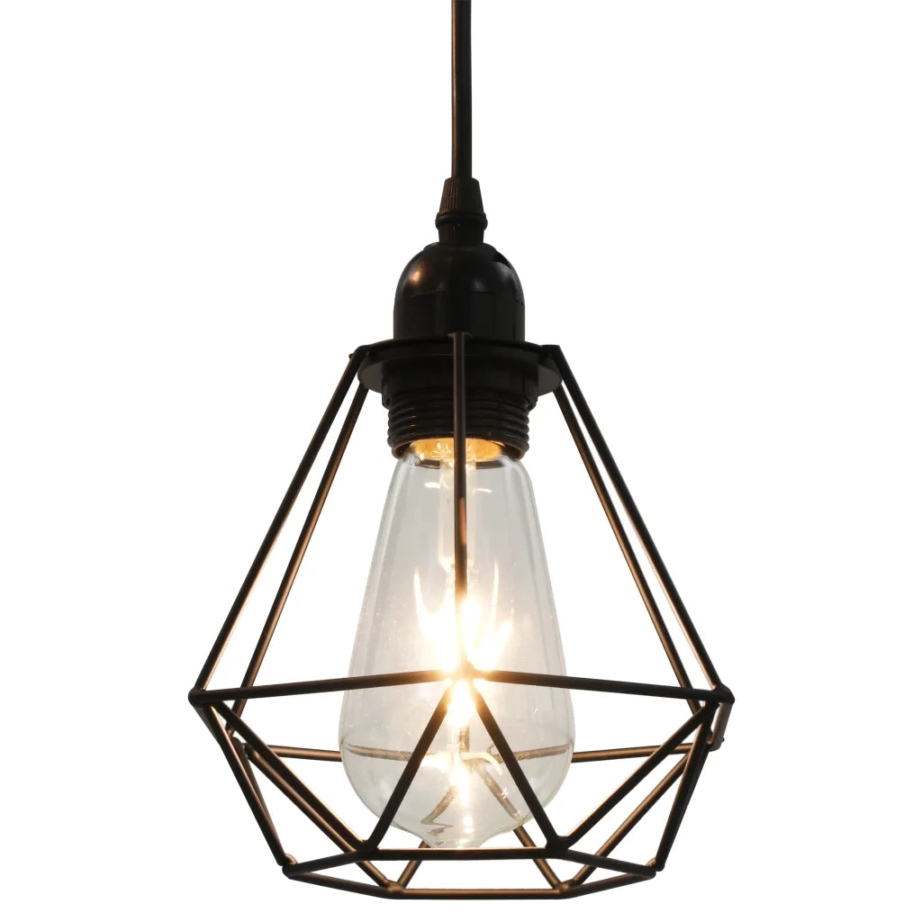 Lampadario con Design Diamante Nero 3 Lampadine E27 cod mxl 77602