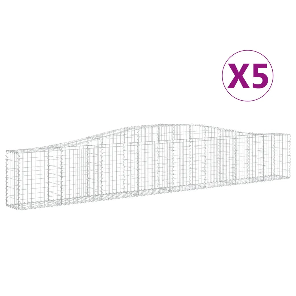 Cesti Gabbioni ad Arco 5 pz 400x30x60/80 cm Ferro Zincatocod mxl 125189