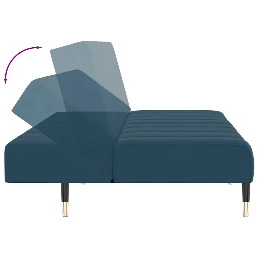 Divano Letto a 2 Posti-Sofa Letto 2 Posti-Daybed Blu in Velluto 440015