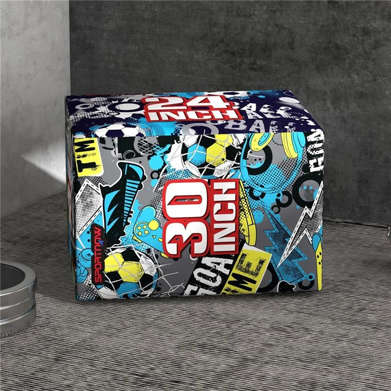 PLYO BOX 3 ALTEZZE JUMPING BOX ANTISCIVOLO PER CASA E PALESTRA, 76X61X51CM, MULTICOLORE