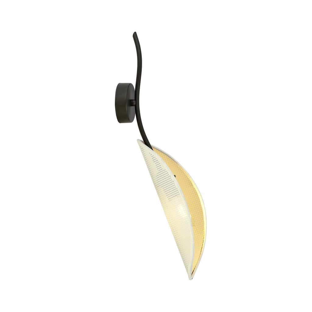 Applique Nordica 1 Luce Ares In Acciaio Nero Bianco E Oro