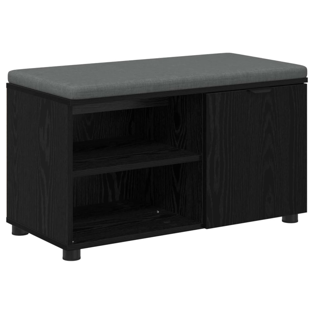 Panca per ingresso con cuscino Rovere Nero 80 x 38 x 46 cm
