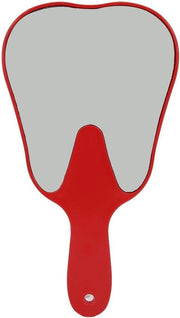 Manicotto per lo specchietto da denti - Moderno specchietto a forma di dente - Utile e divertente manicotto in plastica - Cura dentale - Occhio per la bocca ingranditore - Rosso.