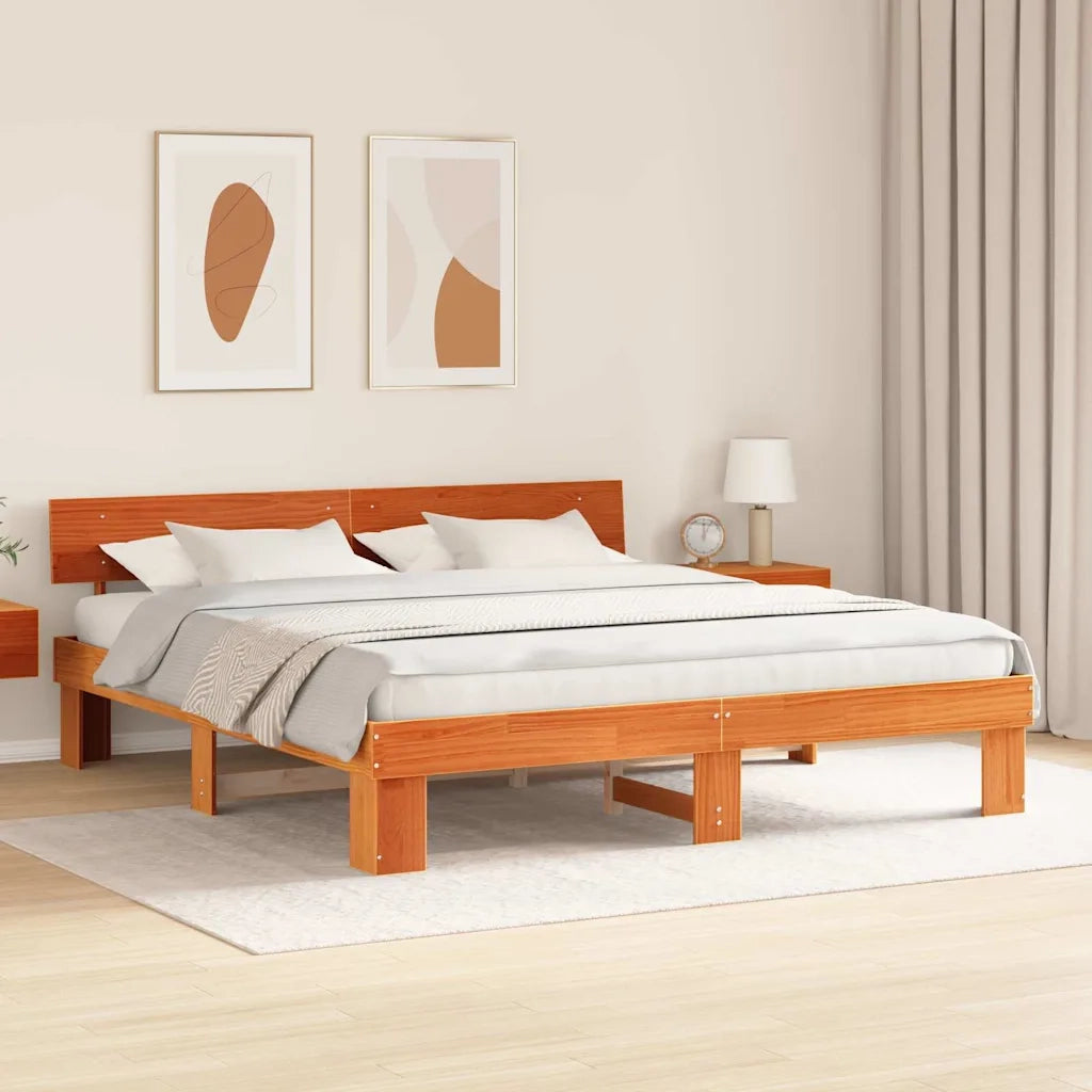 Struttura del letto Marrone cerato 200 x 200 cm Pino massello