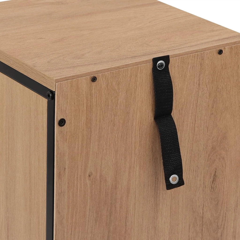 Cassettiera da Bagno con 4 Cassetti, Mobiletto Salvaspazio in Legno e Metallo, Armadietto da Terra Multiuso, Marrone e Nero, 30x30x82 cm