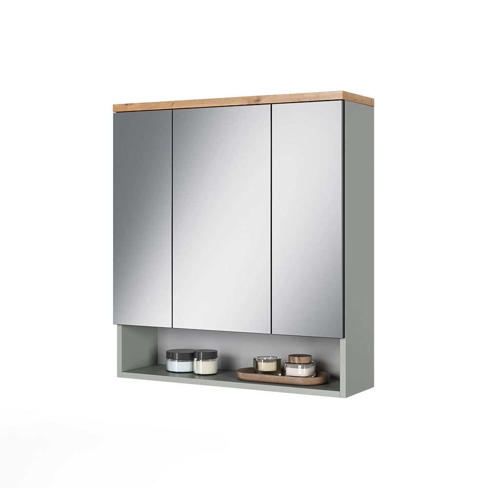 Vicco Specchio contenitore bagno Grigio/Artisan 70 x 77.5 cm con 3 ante a specchio