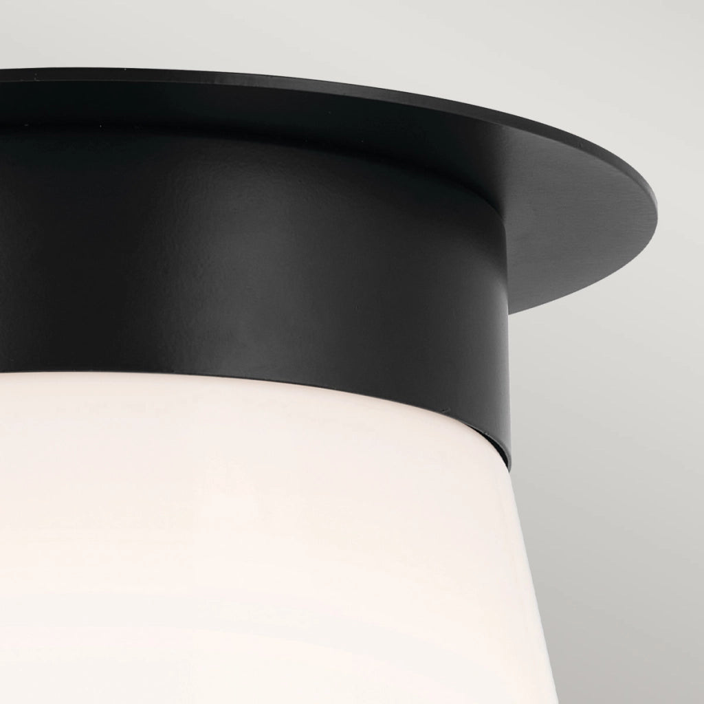 Plafoniera minimal nera vetro opale E27 40W Kichler